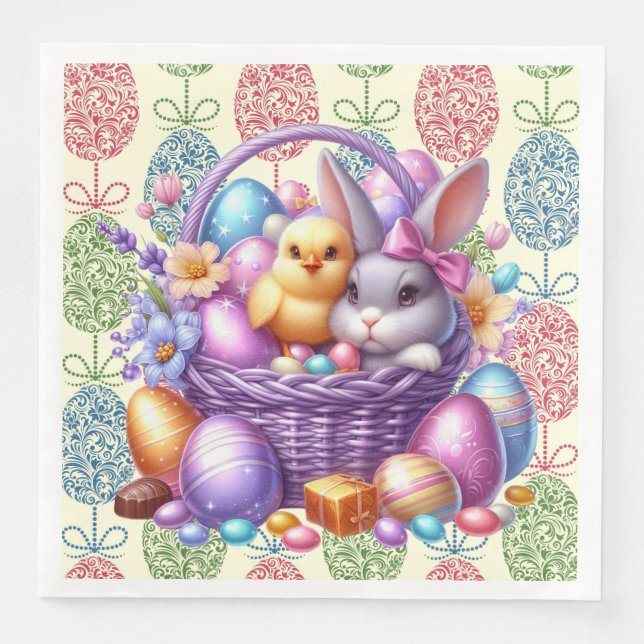Serviette En Papier Œufs Décorés (Devant)