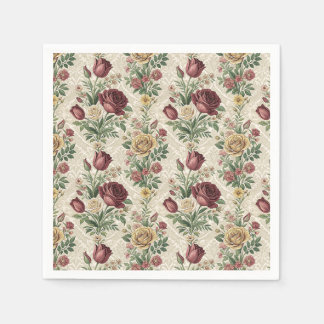 Serviette En Papier Œuvre d'art à motif floral de rose et de tulipe en