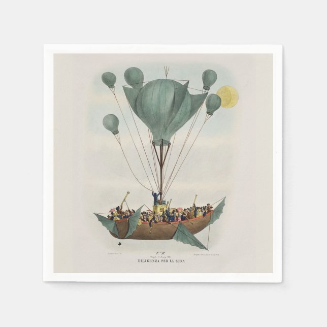 Serviette En Papier Œuvre d'art représentant un ballon dirigeable anti (Devant)