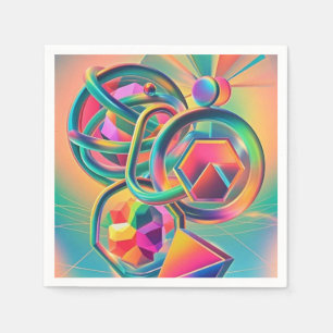 Serviette En Papier Œuvres d'art abstraites colorées, vibrantes et fan