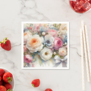 Serviette En Papier Œuvres d'art aquarelle stylées Fleurs