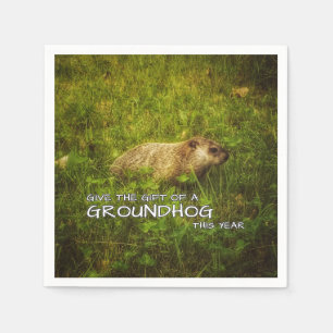 Serviette En Papier Offrez le cadeau d'une Groundhog cette année servi