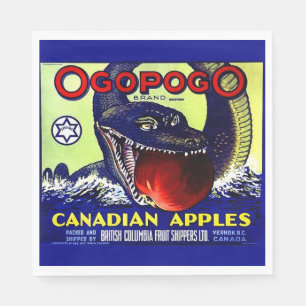 Serviette En Papier Ogopogo étiquette de caisses de fruits canadiens