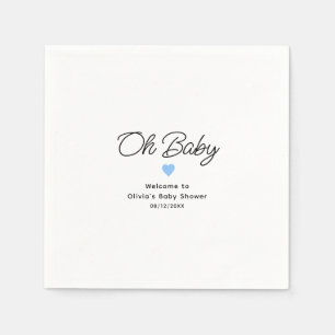Serviette En Papier Oh Baby Baby shower bleu moderne personnalisé