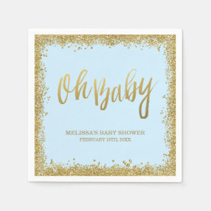 Serviette En Papier Oh Baby Blue Gold Parties scintillant Baby shower