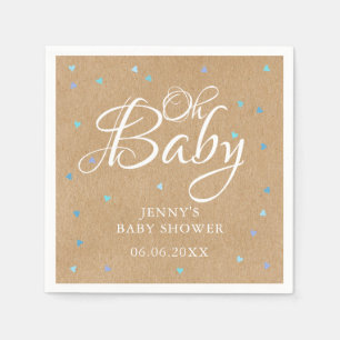 Serviette En Papier Oh Baby Blue Love Hearts Baby Shower / Sprinkle