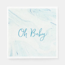 Oh Baby Blue Marble Boy Baby shower Papier Napkin
