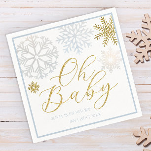Serviette En Papier Oh Baby Blue Snowflake Douche serviettes