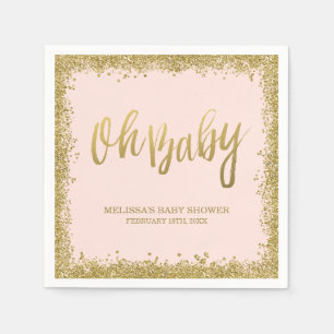 Serviette En Papier Oh Baby Blush Pink Gold Parties scintillant Baby s