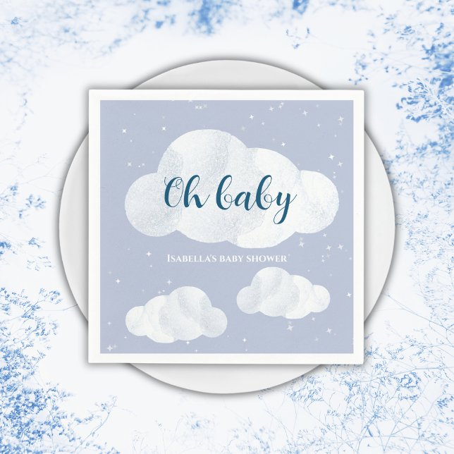 Serviette En Papier Oh Baby Boy Blue Clouds Sky Stars Baby shower (oh baby clouds baby boy shower napkins sky blue stars)