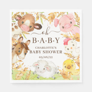 Serviette En Papier Oh Baby Farm Animaux Baby shower papier serviettes