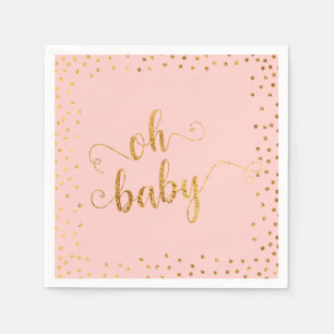 Serviette En Papier Oh Baby Faux Gold Foil Confetti Blush3 Baby shower