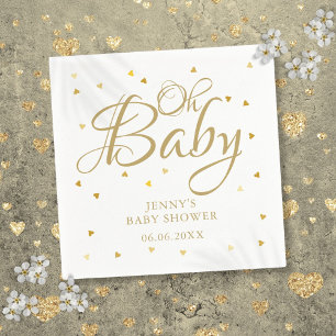 Serviette En Papier Oh Baby Gold Hearts Confetti Baby Shower Sprinkle