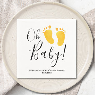 Serviette En Papier Oh Baby Jaune Pieds Baby shower