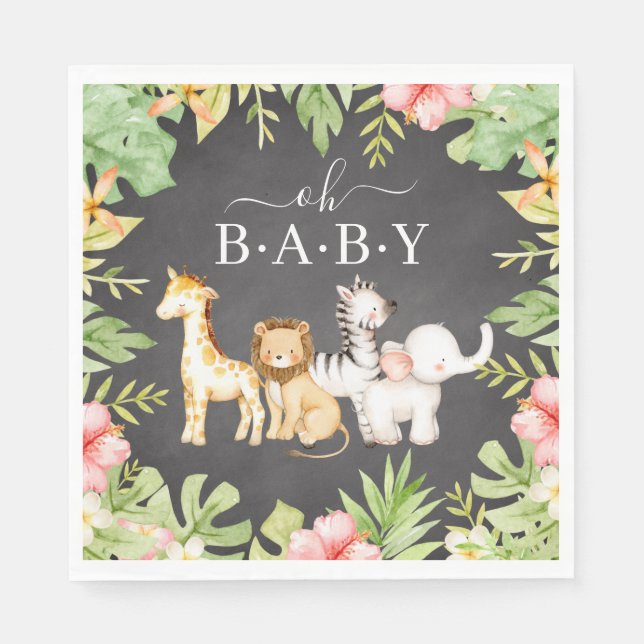 Serviette En Papier Oh Baby Jungle Baby shower papier serviettes (Devant)
