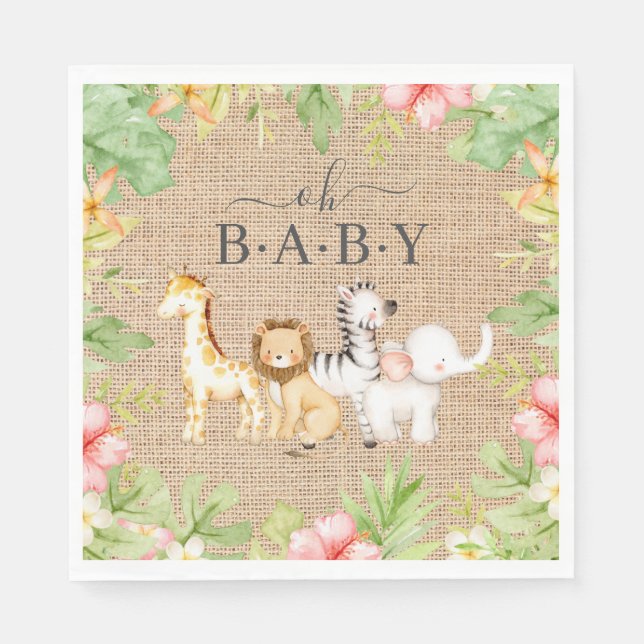 Serviette En Papier Oh Baby Jungle Baby shower papier serviettes (Devant)