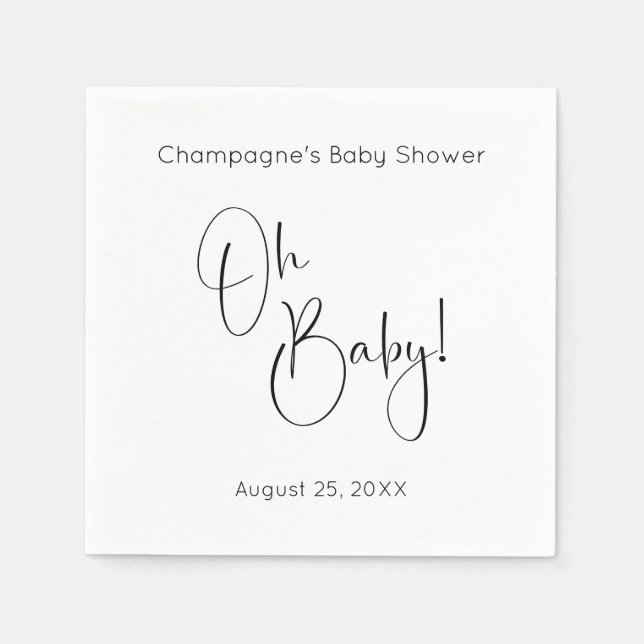 Serviette En Papier Oh Baby Modern Script Baby shower (Devant)