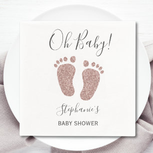 Serviette En Papier Oh Baby Parties scintillant rose Baby shower servi