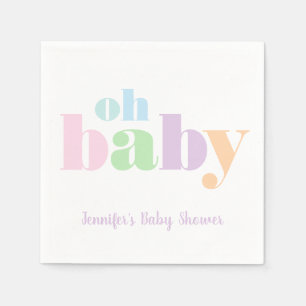 Serviette En Papier Oh Baby Pastel minimal Baby shower moderne