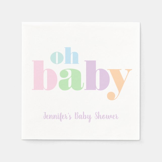 Serviette En Papier Oh Baby Pastel minimal Baby shower moderne (Devant)