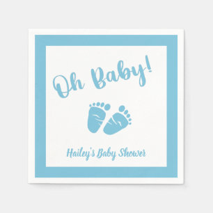 Serviette En Papier Oh Baby Pieds   Baby shower bleu garçon