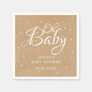 Serviette En Papier Oh Baby Pink Love Hearts Baby shower / Saupoudrer
