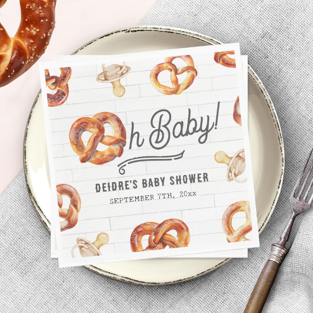 Serviette En Papier Oh Baby Pretzels & Pacifiers Baby shower Bienvenue (Créateur téléchargé)
