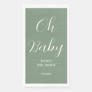 Serviette En Papier Oh Baby Sage Green Script mignon Baby shower moder