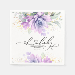 Serviette En Papier Oh Baby Succulents Gold Greenery Baby shower Napki