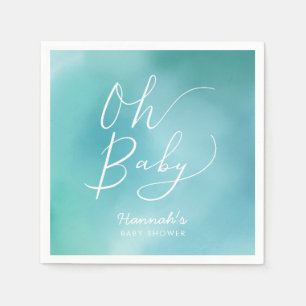 Serviette En Papier Oh Baby Turquoise Blue Typographie Baby shower de 