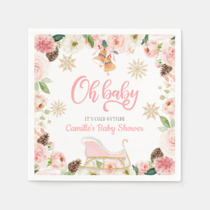Serviette En Papier Oh Baby Winter rose fille Baby shower