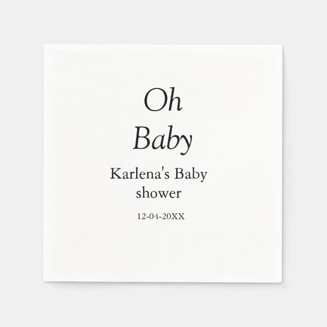 Serviette En Papier Oh bébé ajouter nom baby shower date simple minimu (Devant)