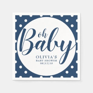 Serviette En Papier Oh bébé - baby shower de point de polka de bleu