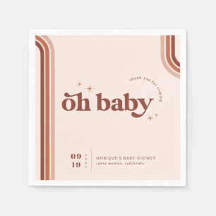 Serviette En Papier Oh Bébé   Baby Shower Rétro Années Soixante-Dix