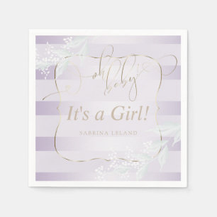 Serviette En Papier OH Bébé ! Calligraphie Ombré Lilac