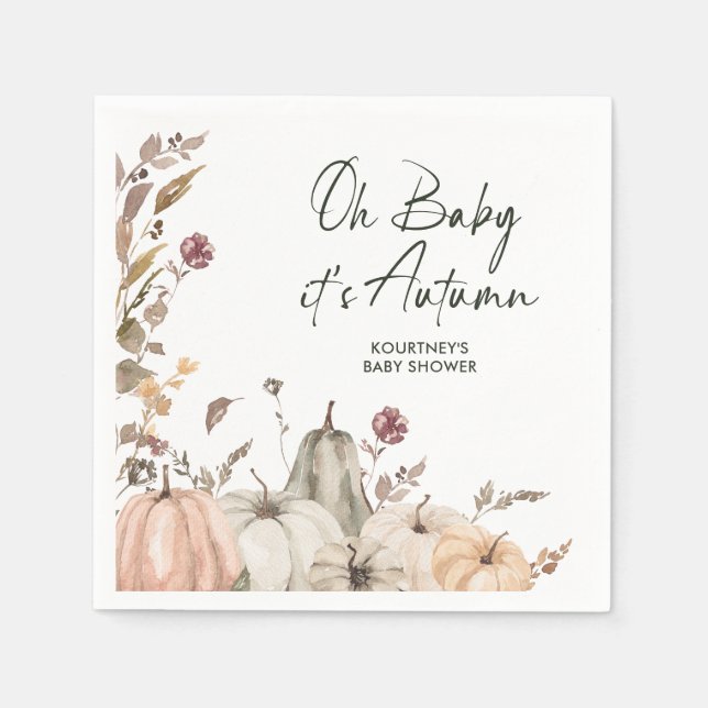 Serviette En Papier Oh Bébé C'est l'Automne Bébé Shower de Citrouille  (Devant)
