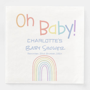 Serviette En Papier Oh Bébé ! Douce Couleur Arc-en-Ciel Baby Shower