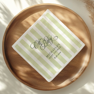 Serviette En Papier Oh Bébé Écriture Élégante et Rayures Baby Shower