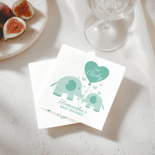 Serviette En Papier Oh Bébé Éléphant Vert Menthe Adorable Baby Shower