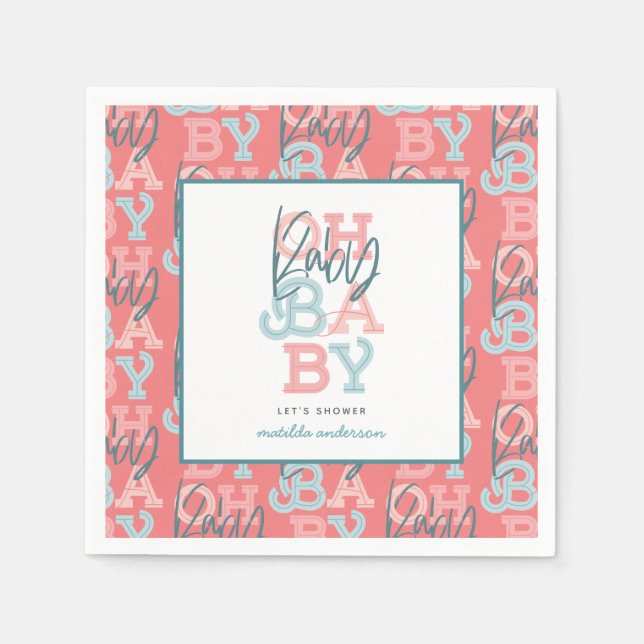 Serviette En Papier Oh bébé fête baby shower moderne bébé (Devant)