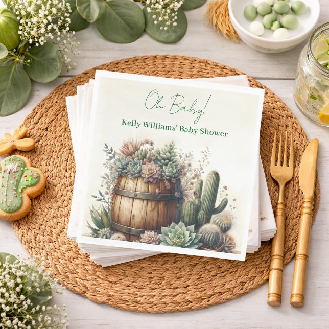 Serviette En Papier Oh Bébé ! Succulentes Rustiques et Cactus pour la  (Créateur téléchargé)