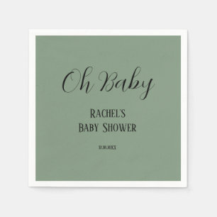 Serviette En Papier Oh Bébé Vert Sauge Écriture Moderne Mignonne Baby