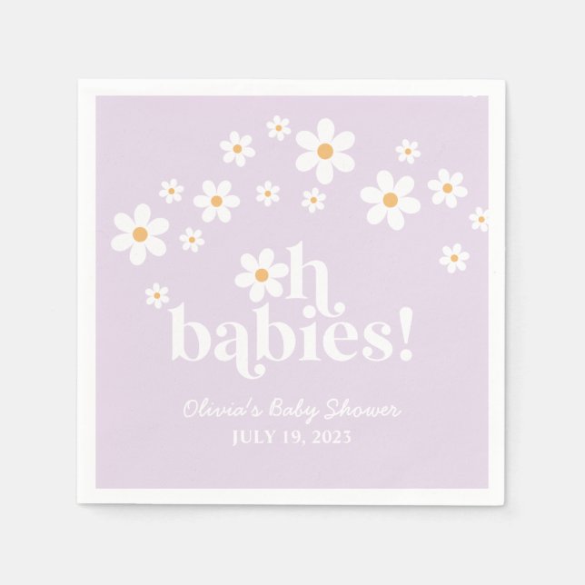 Serviette En Papier Oh Bébés ! Fête de naissance bébé Fleur de lilas (Devant)
