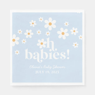 Serviette En Papier Oh Bébés ! Rétro Daisy bleu boho Baby Shower