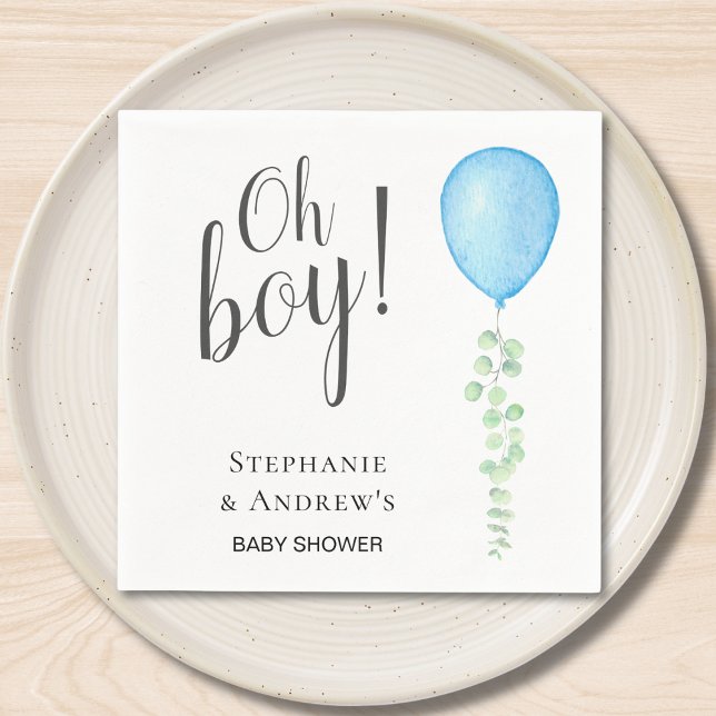 Serviette En Papier Oh Boy Blue Balloon Couple's Baby Shower  (Créateur téléchargé)