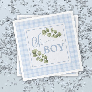 Serviette En Papier Oh Boy Blue Green et En vichy Baby shower