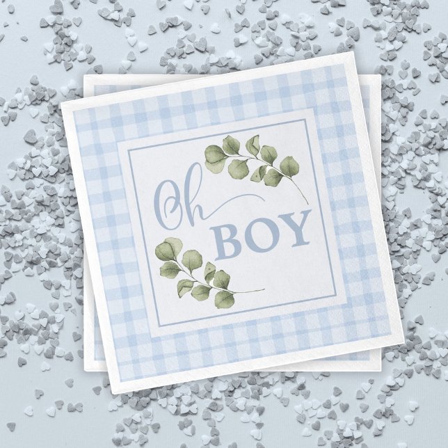 Serviette En Papier Oh Boy Blue Green et En vichy Baby shower (Créateur téléchargé)
