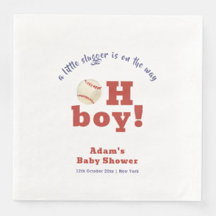 Serviette En Papier Oh Boy Little Slugger Baseball Sport Baby Shower 