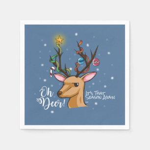 Serviette En Papier Oh caractère drôle de Noël de région boisée d