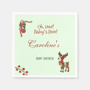 Serviette En Papier Oh, Cerf ! Bébé est arrivé ! – Baby Shower de Noël